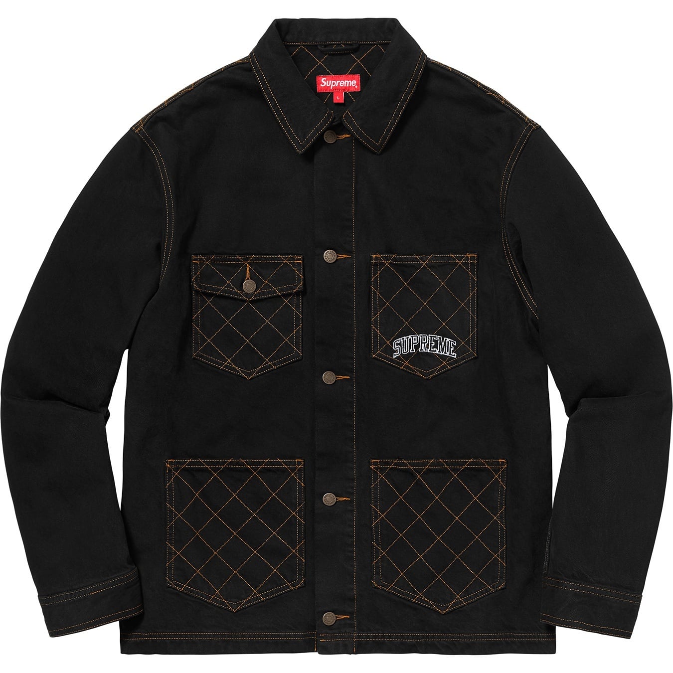Diamond Stitch Denim Chore Coat view 2